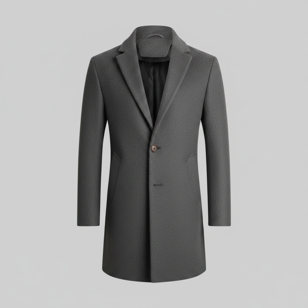 Men's Long Coat | Stylish Notched Lapel Overcoat