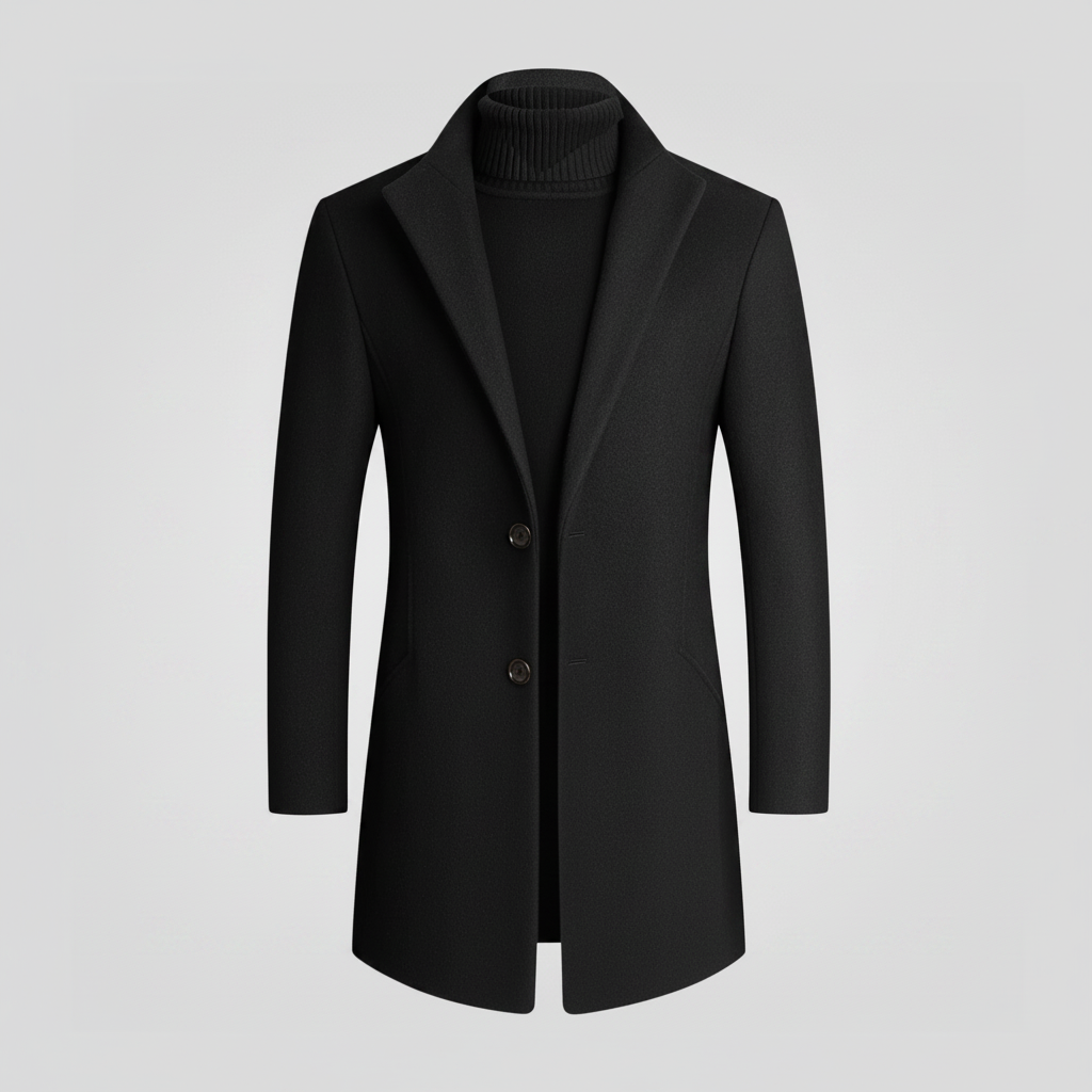 Men's Long Coat | Stylish Notched Lapel Overcoat