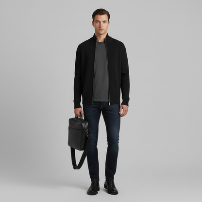 Men's Slim Fit Zip Up Cardigan | Stylish Ribbed Knit