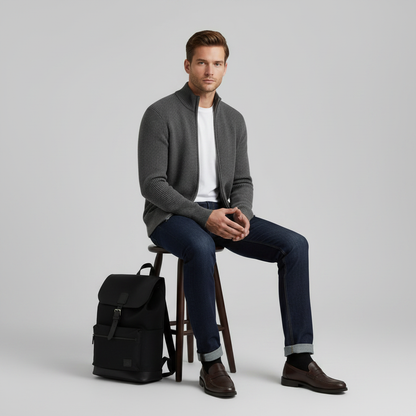 Men's Slim Fit Zip Up Cardigan | Stylish Ribbed Knit