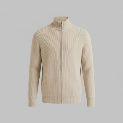 Men's Slim Fit Zip Up Cardigan | Stylish Ribbed Knit