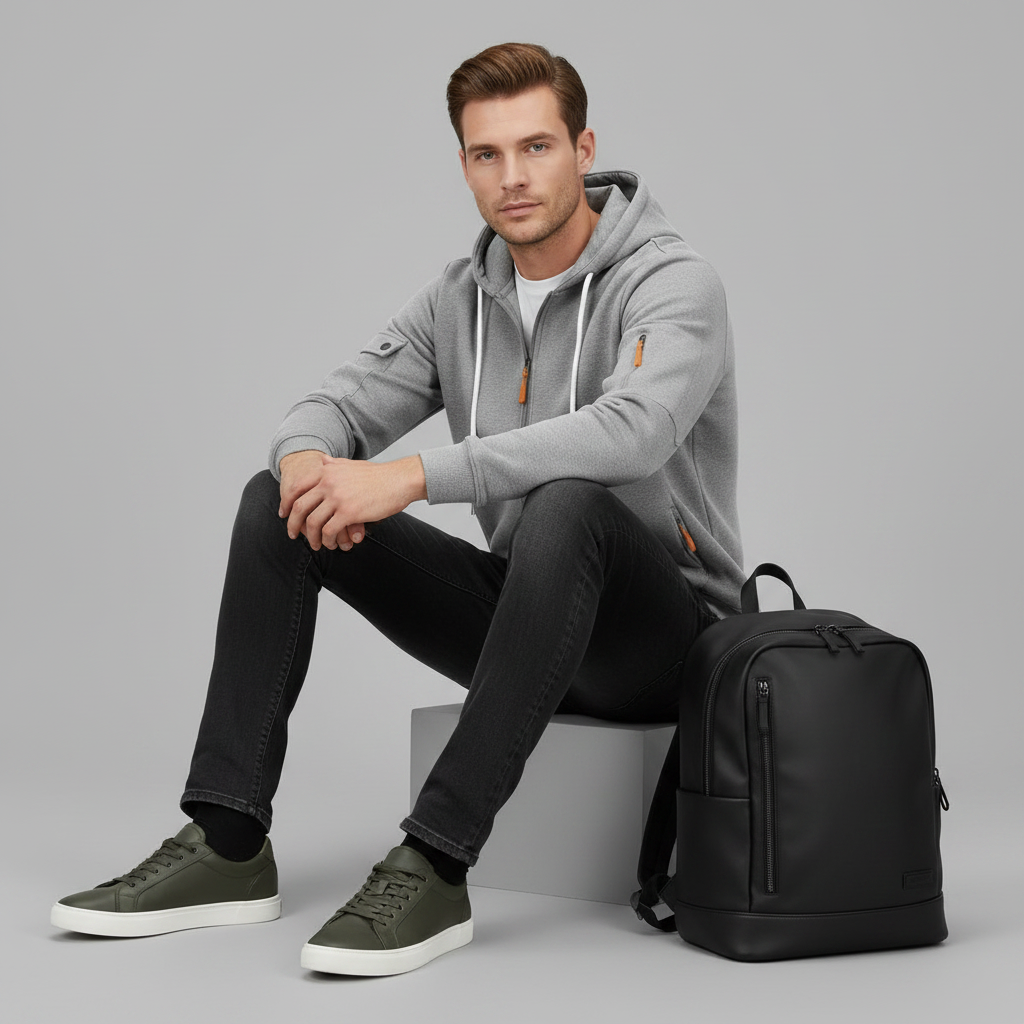 Men's Utility Zip-Up Hoodie | Casual Sweatshirt for Men