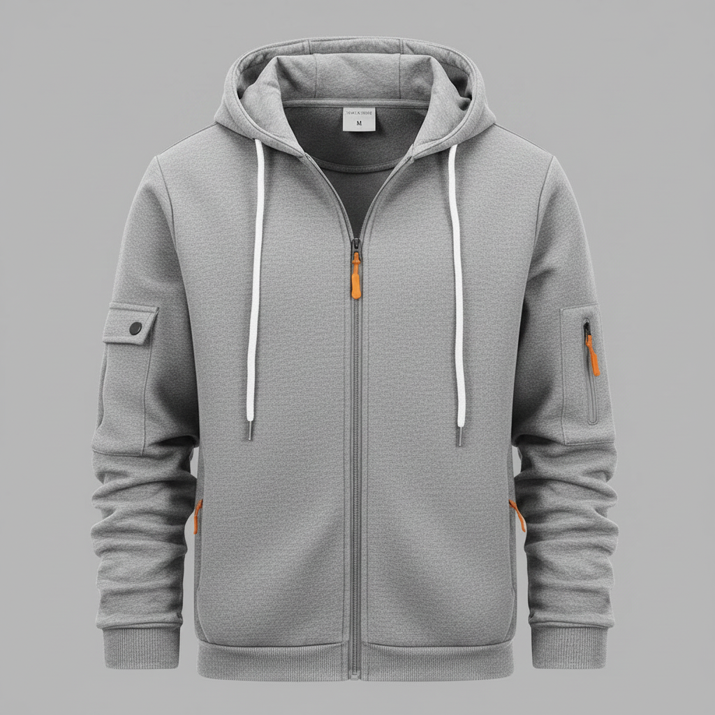 Men's Utility Zip-Up Hoodie | Casual Sweatshirt for Men