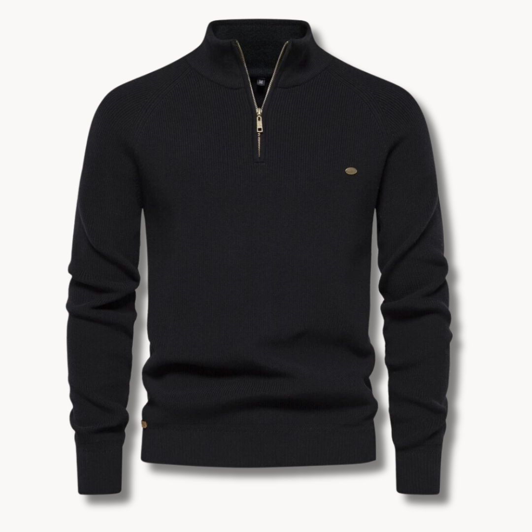 Men's Black Half-Zip Jumper | Slim Fit Knitwear 1