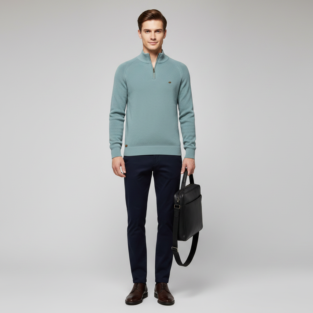 Men's Black Half-Zip Jumper | Slim Fit Knitwear