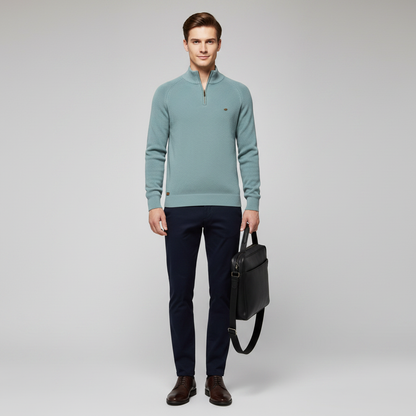 Men's Black Half-Zip Jumper | Slim Fit Knitwear