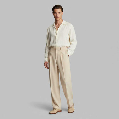 Men's Pleated Pants | Straight Fit Formal Trousers