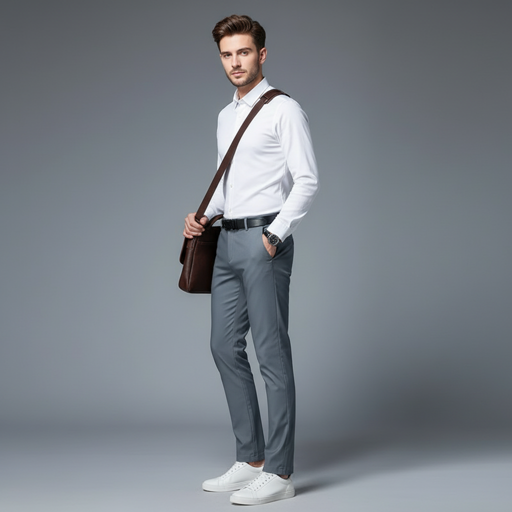 Saul | Men's Slim Fit Trousers in Stretchy Fabric