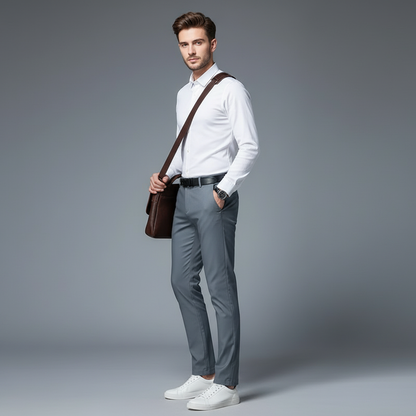 Saul | Men's Slim Fit Trousers in Stretchy Fabric