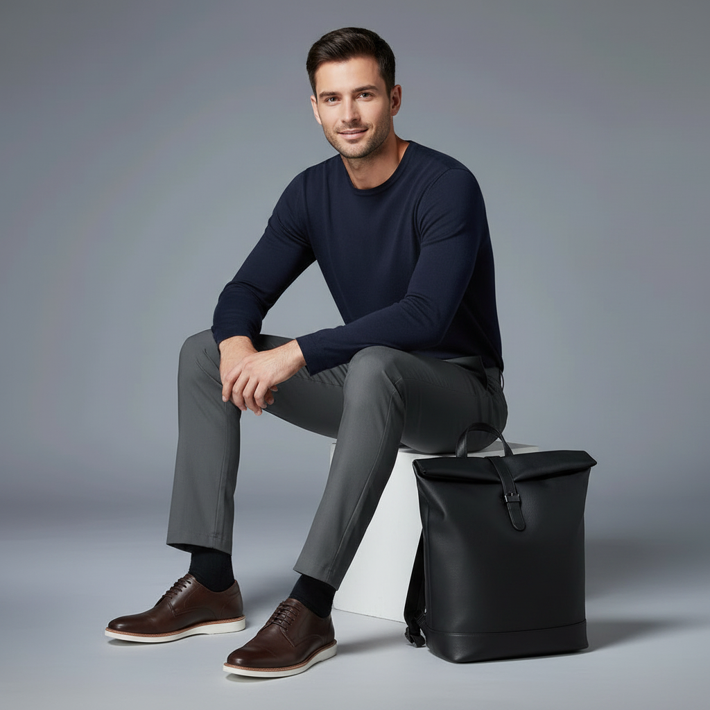 Saul | Men's Slim Fit Trousers in Stretchy Fabric